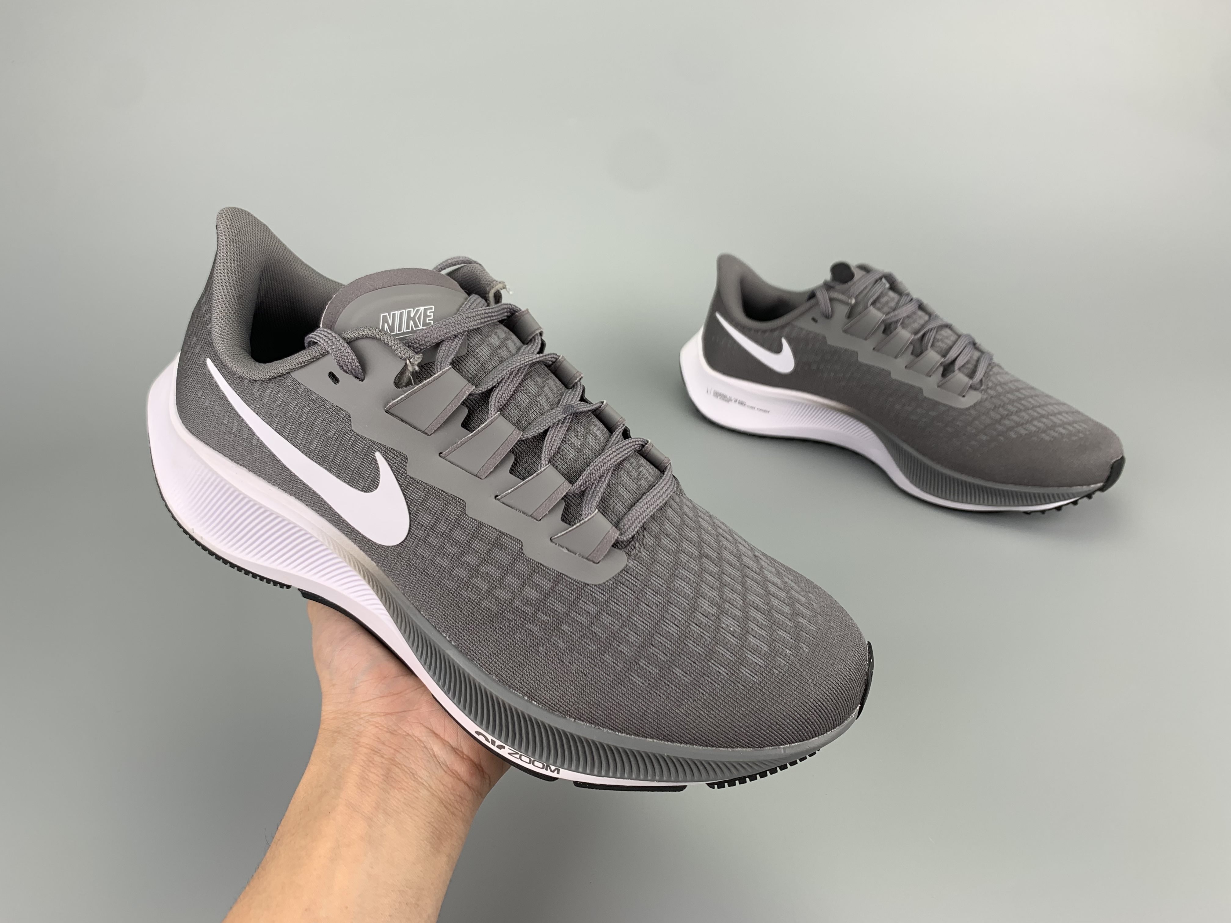 Men Nike Zoom Pegasus 37 Grey White Running Shoes - Click Image to Close